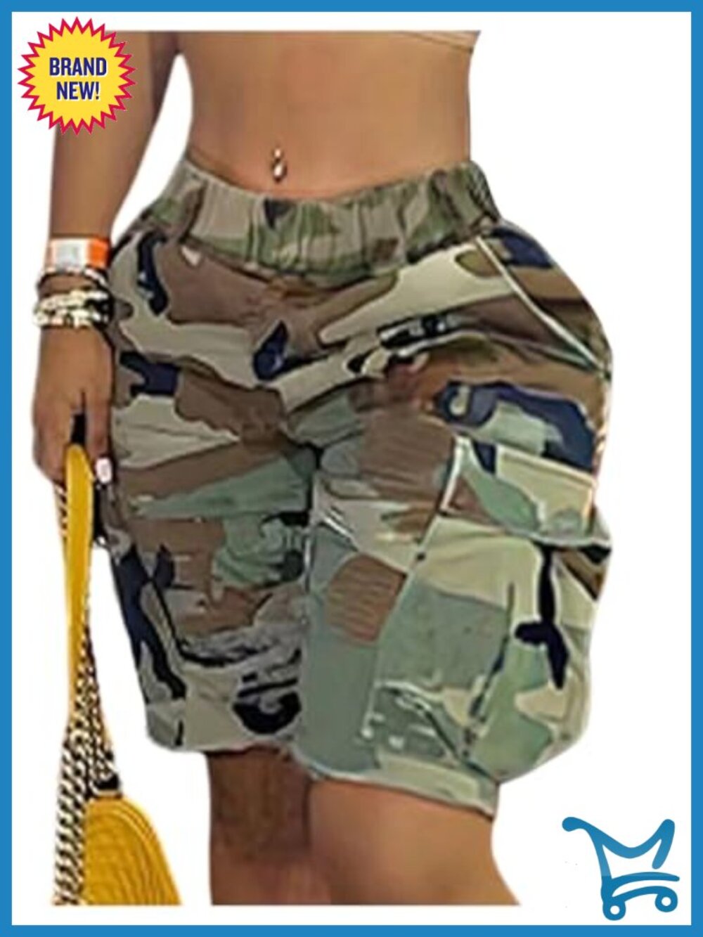 Camo Cargo Bermuda Shorts with Flap Pockets Streetwear Women's